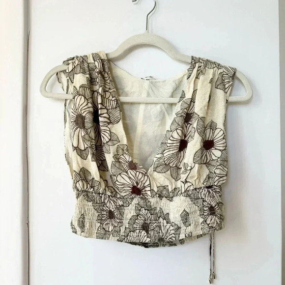 New Free People Morning Sun Set Two Piece Matching Skirt Cream Floral Small - Picture 15 of 17